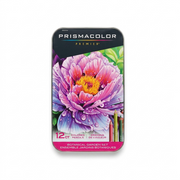 A high-resolution, centered view of the Prismacolor Botanical Garden Set in its detailed metal storage tin.