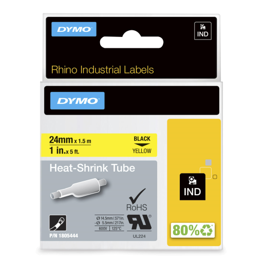 Gaine thermorétractable DYMO Rhino — jaune, 1 po / 24 mm