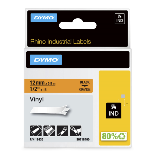 Ruban vinyle DYMO Rhino — orange, 1/2 po / 12 mm