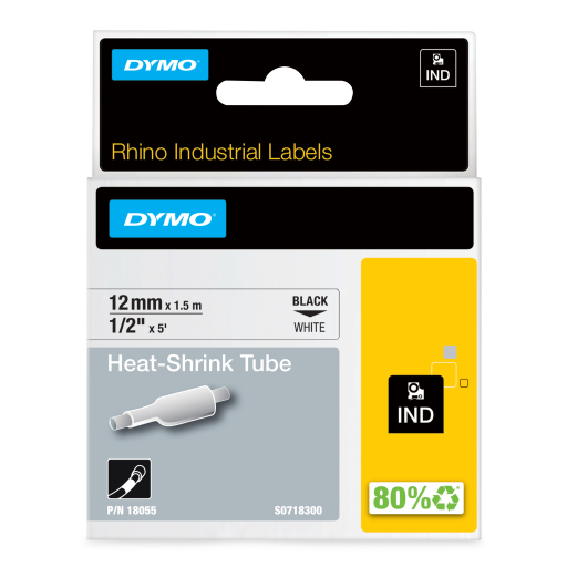 Gaine thermorétractable DYMO Rhino — blanc, 1/2 po