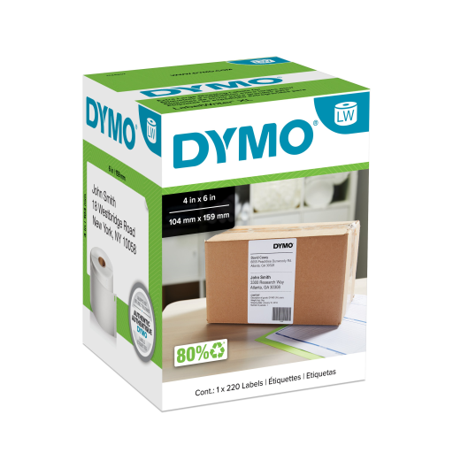 Étiquettes d’expédition extra grandes DYMO LabelWriter — blanc, 4 po x 6 po, 1 rouleau de 220