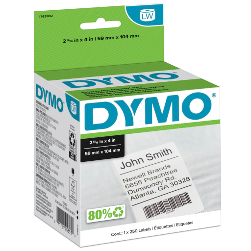 Étiquettes d’expédition DYMO LabelWriter — 2-5/16 po x 4 po, rouleau de 250