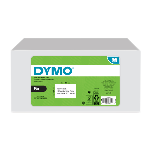 Étiquettes d’expédition extra grandes DYMO LabelWriter — blanc, 4 po x 6 po, 5 rouleaux de 220, (1100 au total)