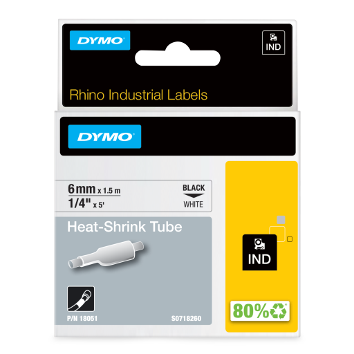 Gaine thermorétractable DYMO Rhino — blanc, 1/4 po