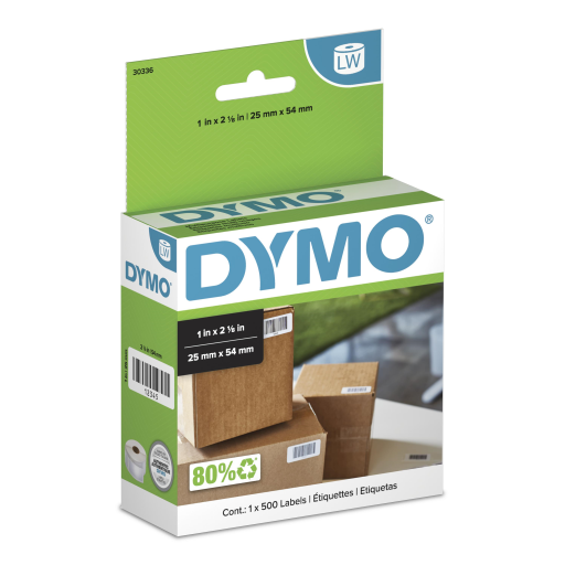 Étiquettes polyvalentes DYMO LabelWriter — 1 po x 2-1/8 po, 1 rouleau de 500