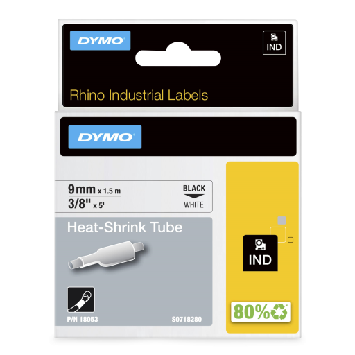 Gaine thermorétractable DYMO Rhino — blanc, 3/8 po