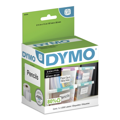 Étiquettes polyvalentes DYMO LabelWriter — 1-1/4 po x 2-1/4 po, 1 rouleau de 1000