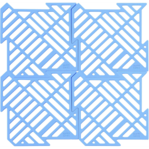 Tapis d’évier Puzzle Happy Sinks — silicone bleu lac, paquet de 4