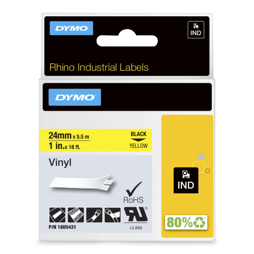 Ruban vinyle DYMO Rhino — jaune, 1 po / 24 mm