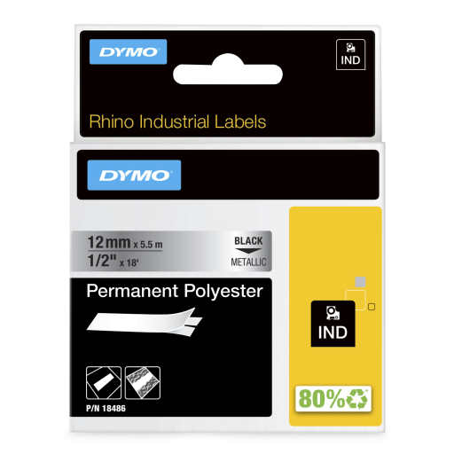 Ruban permanent métallisé DYMO Rhino — métallisé, 1/2 po / 12 mm