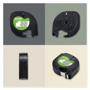 A 2x2 grid matrix showcasing the black DYMO 91330 tape cassette from four different precise angles.