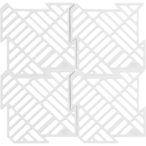 Tapis d’évier Puzzle Happy Sinks — silicone blanc, paquet de 4