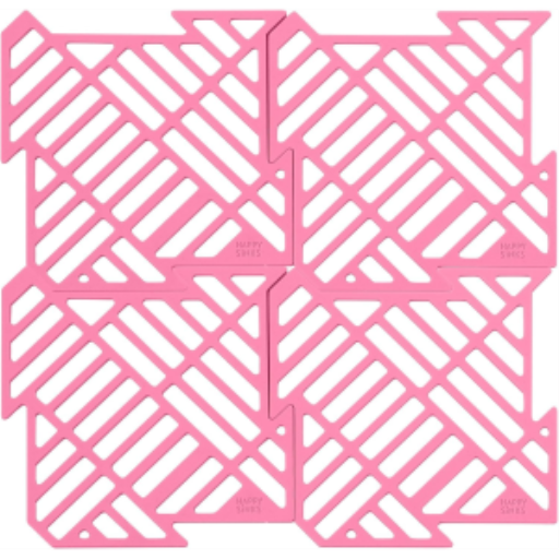 Tapis d’évier Puzzle Happy Sinks — silicone rose jardin, paquet de 4