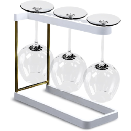 Support à verres à vin Happy Sinks — biocomposite blanc et acier inoxydable