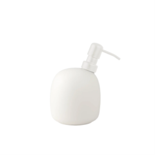 Distributeur de savon Kiwi Happy Sinks — céramique blanc perle et acier inoxydable