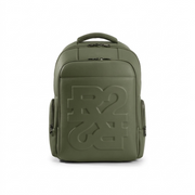 High-resolution hero shot of the Bugatti BKP1000RR-KHAKI PU grit green backpack on white background.