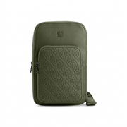 Bugatti Rick Ross sling bag in textured khaki green, centered with logos against a plain white background.