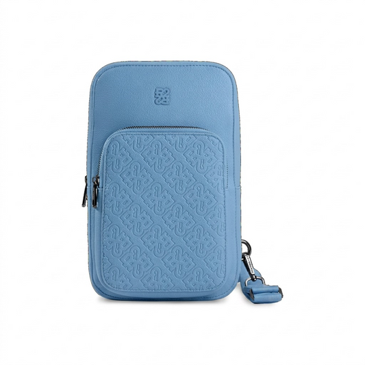 Pure ecommerce hero shot of the Bugatti Sling Bag, PU Drift Blue, centered on a white background with a subtle shadow.