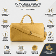 Pricess Duffle Bag trust infographic with factual cues on materials, composition, and shipping confidence.