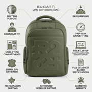 An infographic for the Bugatti Rick Ross Edition backpack, detailing its features and shipping information.