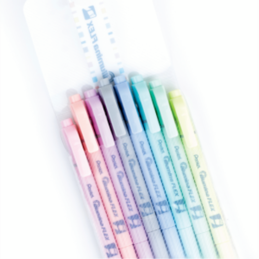 Surligneurs liquides Pentel Illumina Flex — double pointe, pastel, paquet de 8