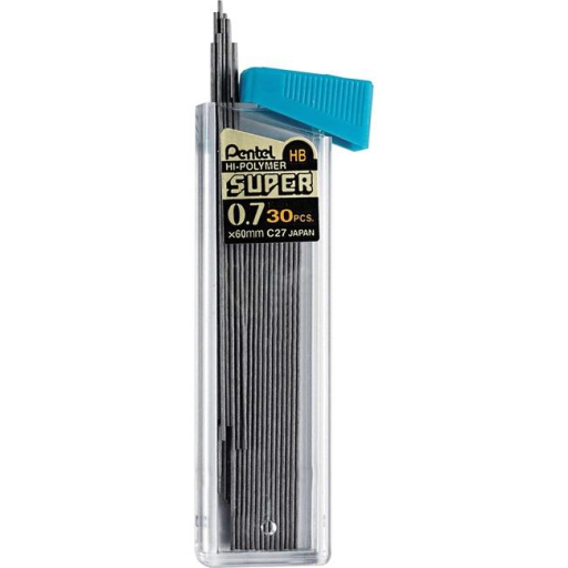 Mines de crayon Super Hi-Polymer Pentel — 0,7 mm, 30 mines par tube, HB