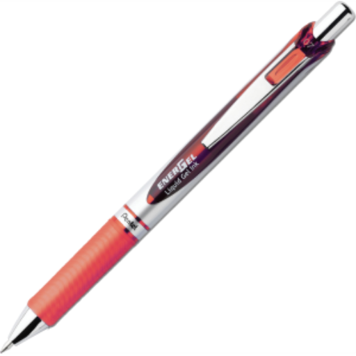 Stylo gel Pentel EnerGel — 0,7 mm, pointe métal, encre orange