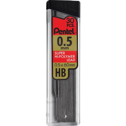 Mines de rechange Pentel Super Hi-Polymer — 0,5 mm, HB, 30 mines par tube