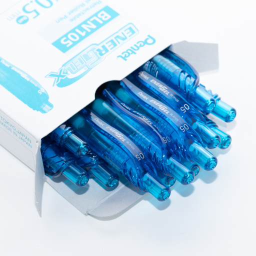 Stylo gel Pentel EnerGel-X — 0,5 mm, pointe aiguille, encre bleu ciel