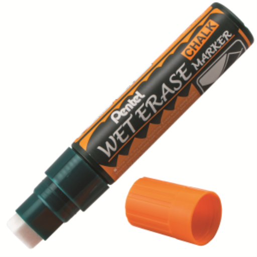 Marqueur craie effaçable Pentel Arts — format jumbo, pointe biseautée, encre orange