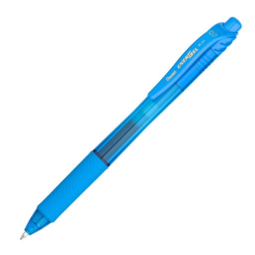Stylo gel Pentel EnerGel-X — 0,7 mm, pointe métal, encre bleu ciel