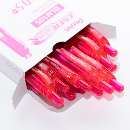 Stylo gel Pentel EnerGel-X — 0,5 mm, pointe aiguille, encre rose