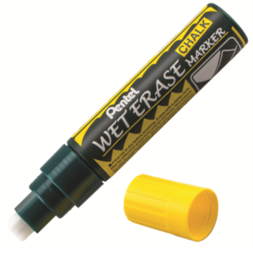Marqueur craie effaçable Pentel Arts — format jumbo, pointe biseautée, encre jaune