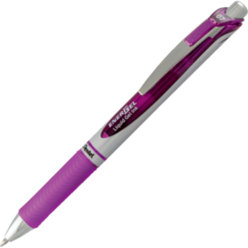 Stylo gel Pentel EnerGel — 0,7 mm, pointe métal, encre violette