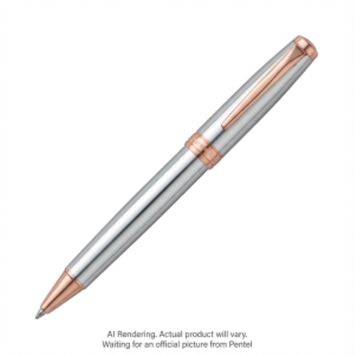 Stylo gel Sterling Pentel — 0,7 mm, corps or rose, encre noire, étui-cadeau