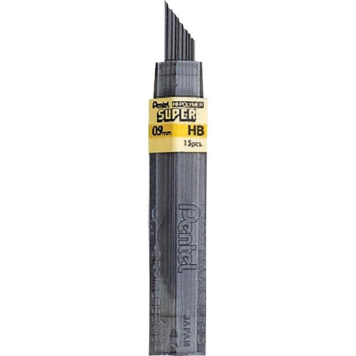 Mines Super Hi-Polymer Pentel — 0,9 mm, HB, tube de 15 mines