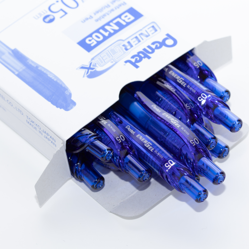 Stylo gel EnerGel-X rétractable Pentel — 0,5 mm, pointe aiguille, bleu