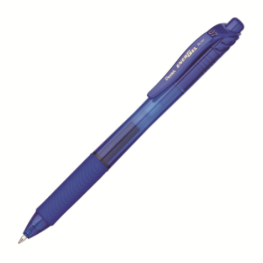 Stylo gel EnerGel-X rétractable Pentel — 0,7 mm, pointe métal, bleu