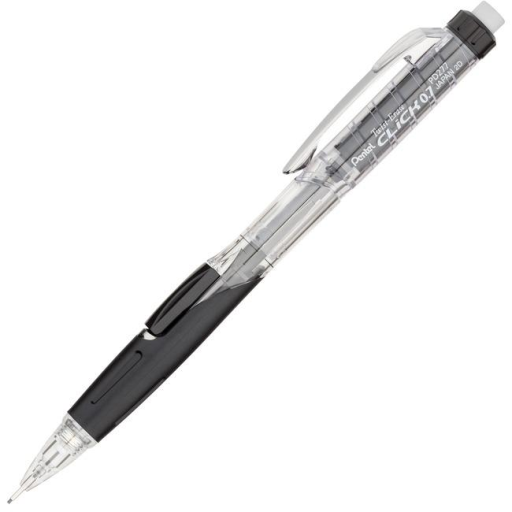 Porte-mine Twist-Erase Click Pentel — 0,7 mm, transparent et noir