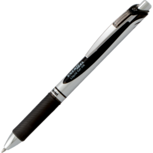 Stylo gel rétractable Pentel EnerGel 0,7 mm pointe métal — encre noire