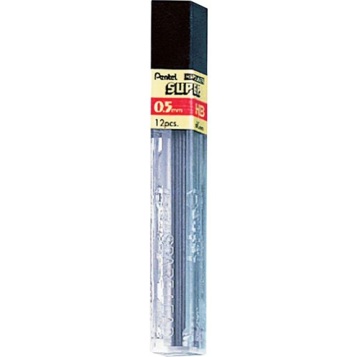 Mines de crayon Pentel Hi-Polymer Super 0,5 mm HB — tube de 12 mines