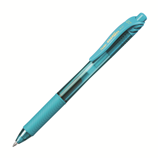 Stylo gel rétractable Pentel EnerGel-X 0,7 mm pointe métal — encre turquoise