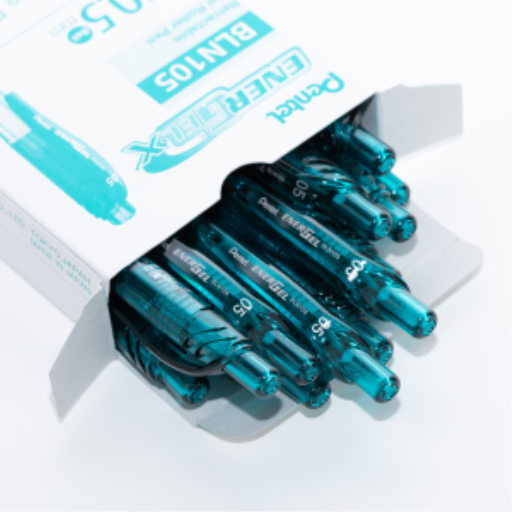 Stylo gel rétractable Pentel EnerGel-X 0,5 mm pointe aiguille — encre turquoise
