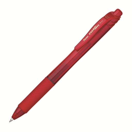 Stylo gel rétractable Pentel EnerGel-X 0,7 mm pointe métal — encre rouge