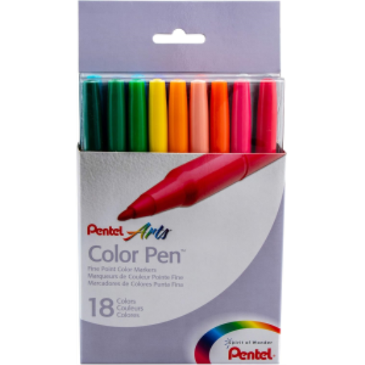 Marqueurs de couleur Pentel Arts Colour Pen — 2,0 mm, ensemble de 18 couleurs