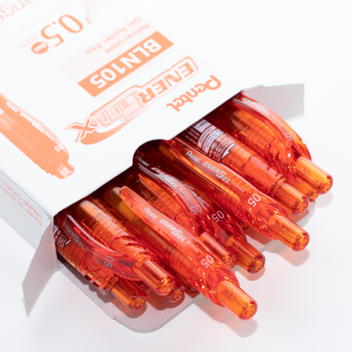 Stylo gel Pentel EnerGel-X — 0,5 mm, pointe aiguille fine, encre orange