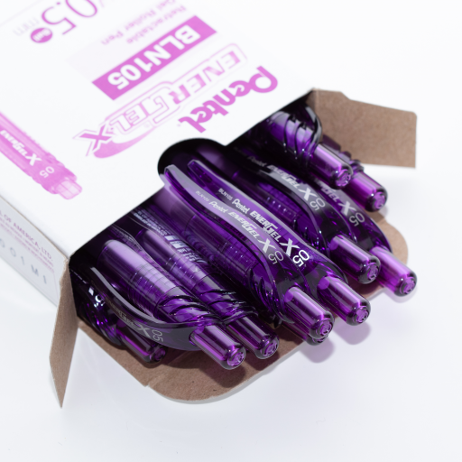 Stylo gel rétractable Pentel EnerGel-X — 0,5 mm, pointe aiguille fine, encre violette
