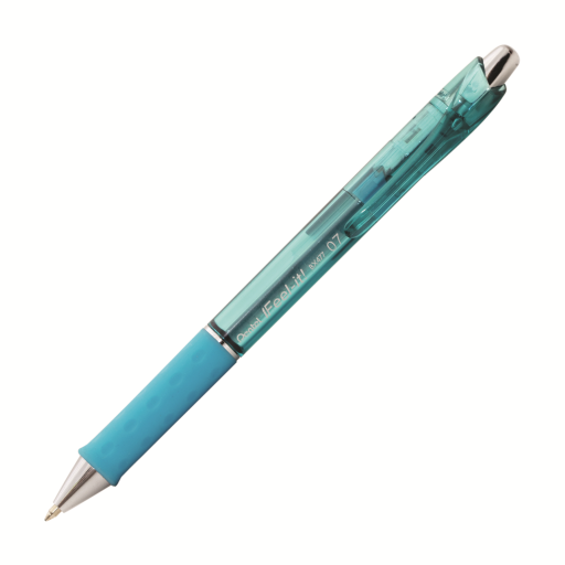 Stylo à bille rétractable Pentel Feel-It! — 0,7 mm, encre bleu ciel