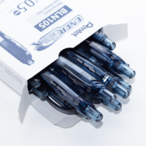 Stylo gel rétractable Pentel EnerGel-X — 0,5 mm, pointe aiguille fine, encre bleu marine