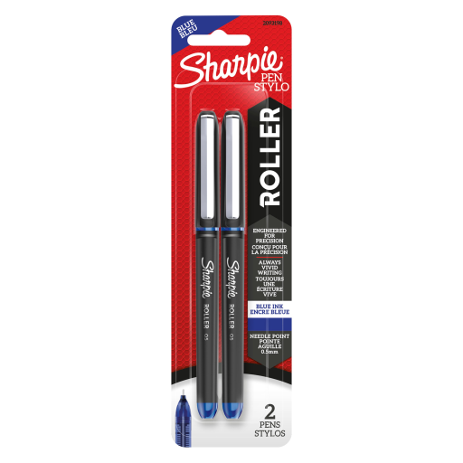 Stylos roller Sharpie — pointe aiguille 0,5 mm, encre bleue, paquet de 2